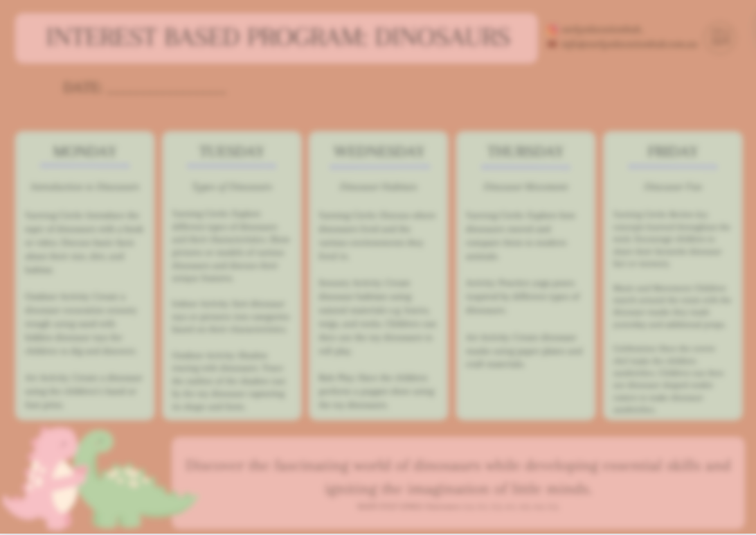 Dinosaur Program Dinosaur Program โ Early Education Hub