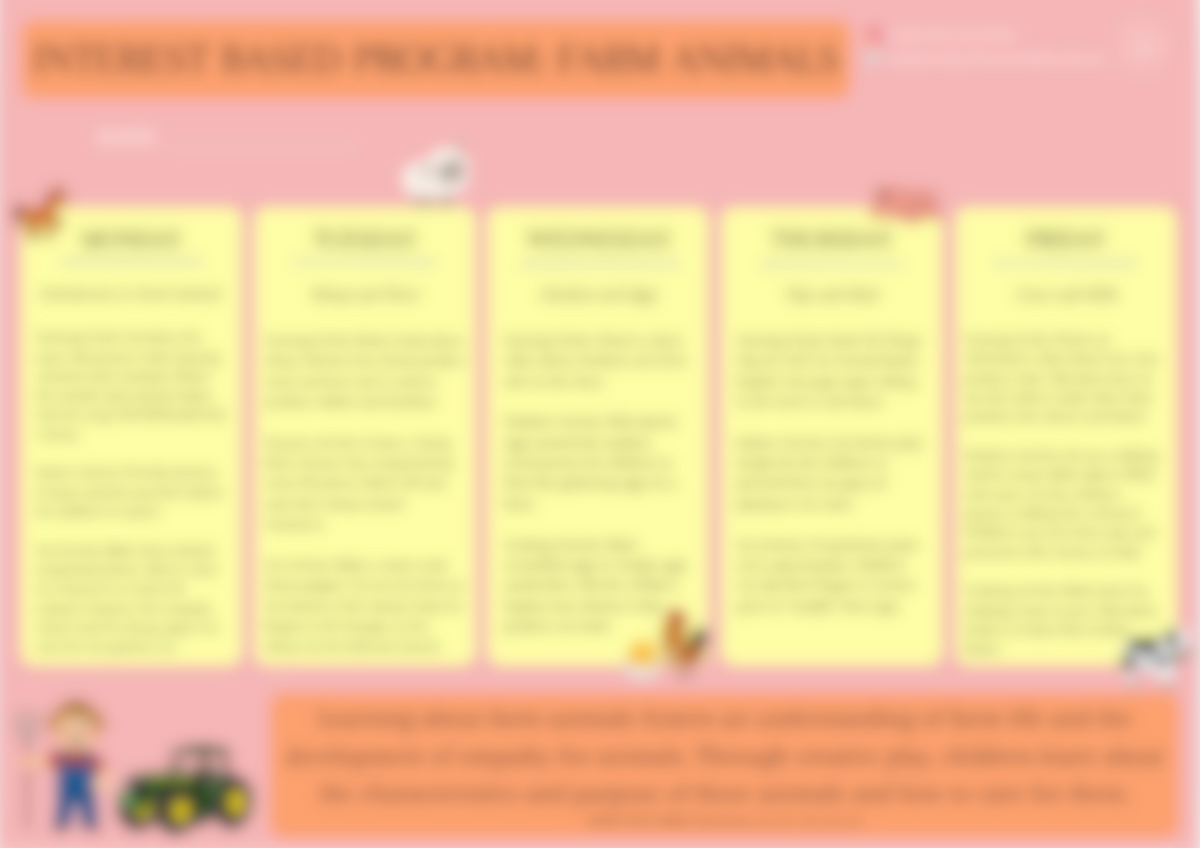 Farm Animals Program Farm Animals – Early Education Hub